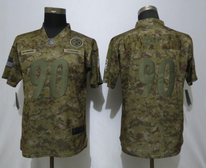 Women Pittsburgh Steelers #90 Watt Nike Camo Salute to Service Limited NFL Jerseys